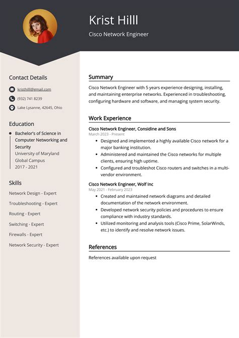 Cisco Network Engineer Resume Example (Free Guide)