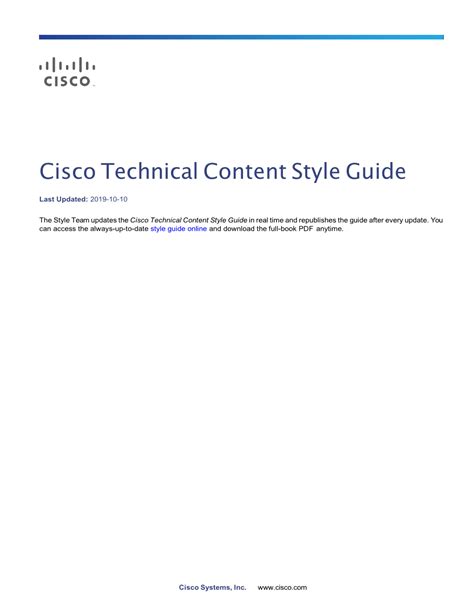 Cisco Systems Technical Documentation Style Guide