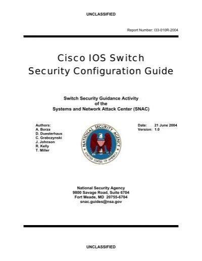 Cisco ios switch security configuration guide nsa. - Effective operator display design asm consortium guideline.