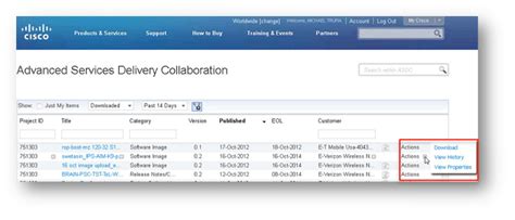 Cisco support portal.  Login to access services and support, change communication setti...