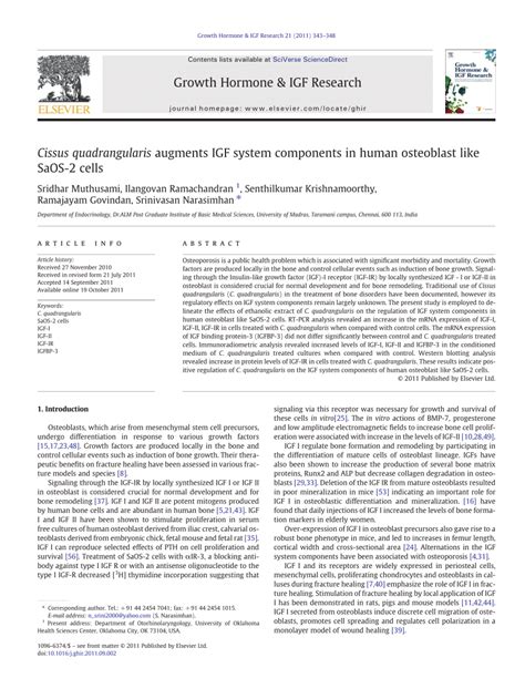 Cissus quadrangularis augments IGF system components in …