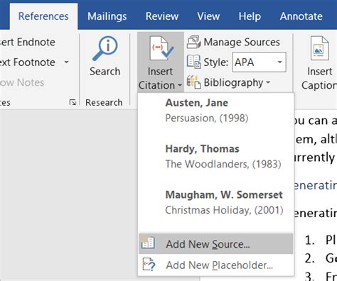 Citations in word. In the Word document, place the cursor where the reference(s) should be inserted, then select Insert Selected Citation(s) from the menu/ribbon. To review, the general process of inserting citations is: (1) In Word, Go to EndNote, (2) in EndNote, select the citation(s) to insert, (3) Return to Word and Insert Citation(s). A temporary ... 