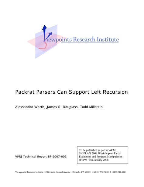 CiteSeerX — T.: Packrat parsers can support left recursion