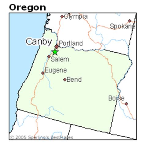 Cities between Portland, Oregon and Canby, Oregon