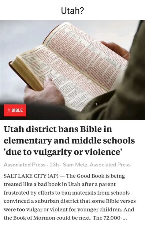 Citing its ‘vulgarity or violence,’ Utah district bans Bible