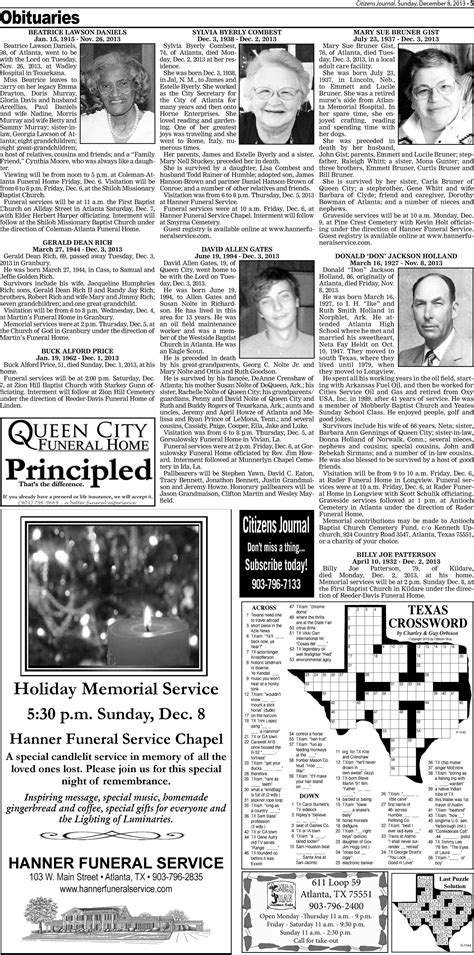 Citizens journal atlanta texas obituaries.  This comprehensive guide focuses o...