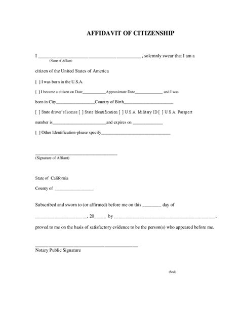 Citizenship Affidavit Form 7 Free Templates in PDF, Word, Excel Download