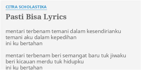 Citra scholastika pasti bisa lyrics. .  ...