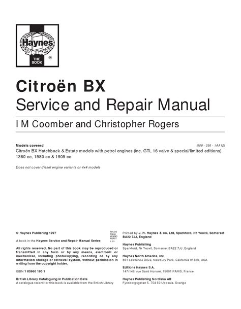 Citroen bx 16 tri manual services. - Holden hx series monaro factory parts and assembly manual.