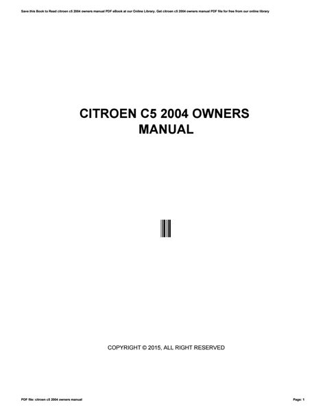 Citroen c5 owners manual 2004 model. - Polska wspólnota katolicka w birmingham 1947-1987.