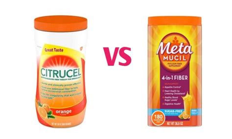 Citrucel vs metamucil. Citrucel (methylcellulose fiber) and Metamucil (psyllium fiber) are two popular, over-the-counter (OTC) fiber supplements used to treat occasional constipation. This article will compare their effectiveness, dosing requirements, side effects, and more. 