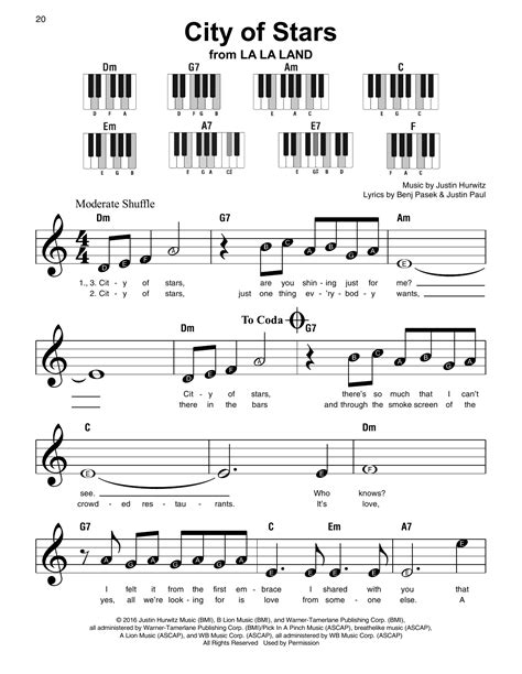 City Of Stars Sheet Music Easy Piano