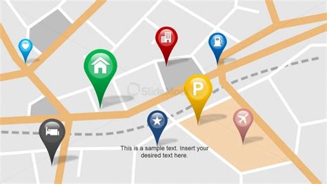 City PowerPoint Map with Location Markers SlideModel