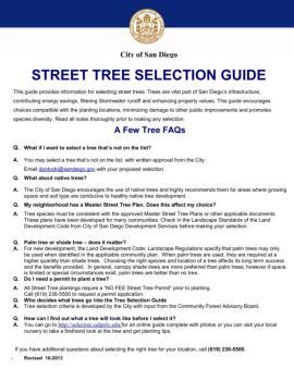 City of San Diego STREET TREE SELECTION GUIDE