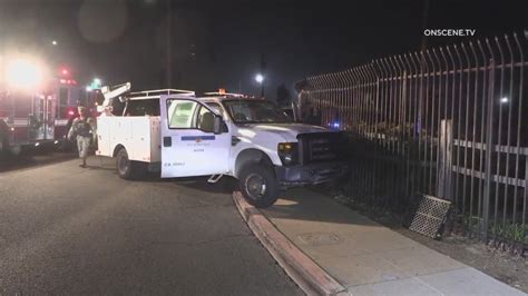 City of San Diego truck runs into Naval Base fence; driver taken into custody