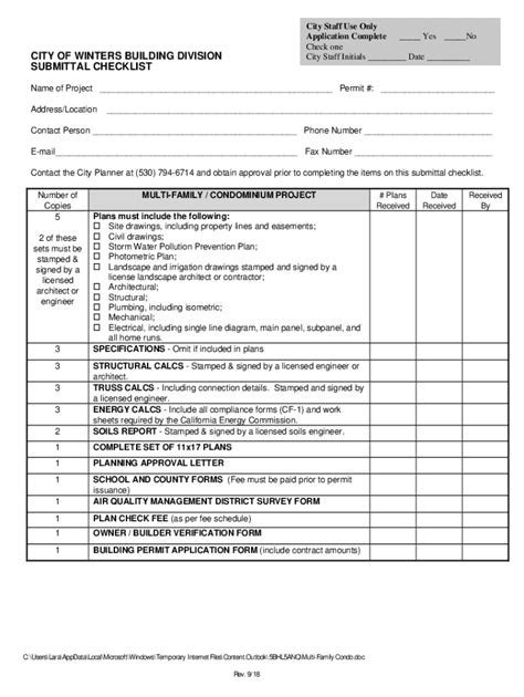 City of Winters Building Permit Application