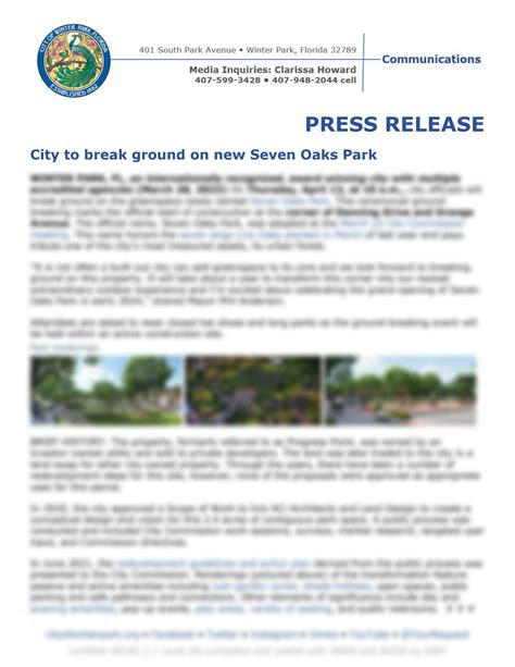 City to break ground on new Seven Oaks Park