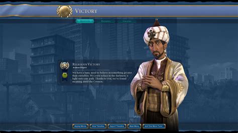 Civ 6 religion victory. Back to Civilization VI There are five different victory conditions in Civilization VI: Science, Culture, Domination, Religion, and Score (with a sixth, Diplomacy, added in Gathering Storm). In order to win, you must reach one of these victory conditions (apart from Score Victory) before any other player. Each player's ranking towards the different victory conditions can be tracked using the ... 