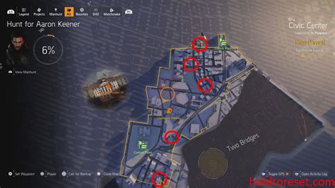 The first one is immediately outside of the settlement at the center of the map, where you go to advance into the civic center location. When you leave the settlement, go forward, and to the left of the entrance, you should see an alleyway. Go down it, and the SHD cache is tucked away at the top of the vents.. 
