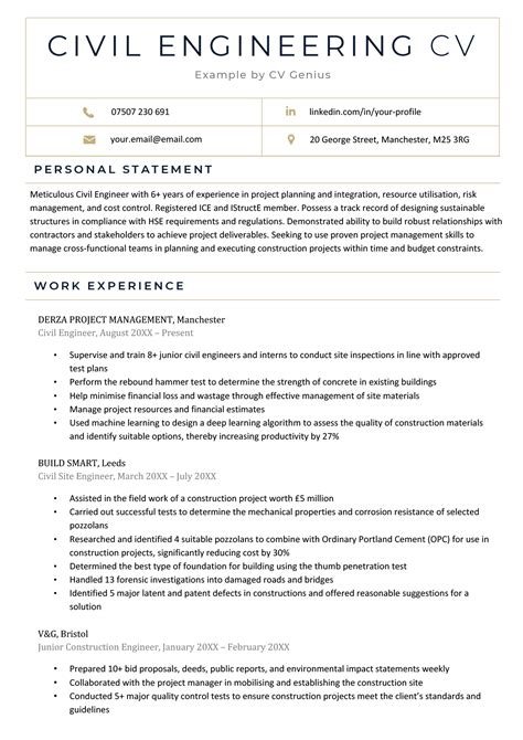 Civil Engineer CV Sample—20+ Examples and Writing Tips