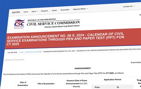 Civil service exam announcement.  Examination Scoring and Rating.  2023 ANNOUNCEMENT The Civil...