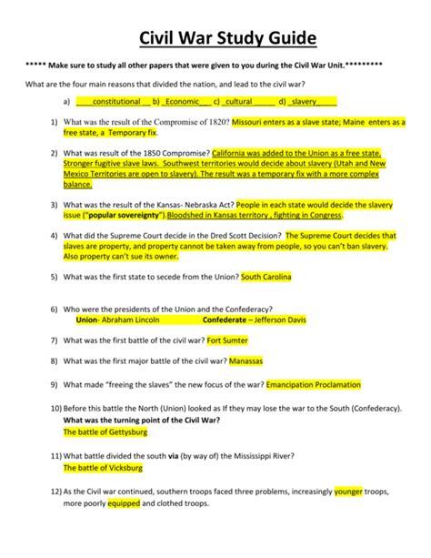 Civil war study guide 5th grade. - Students guide to corporate laws and secretarial practice.