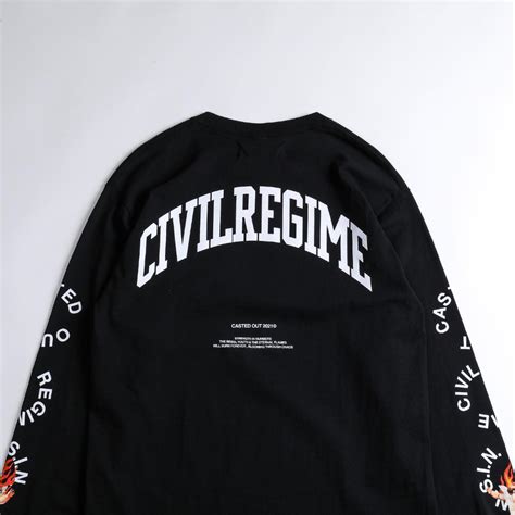 Civilregime. Civil Regime celebrates individuality and the fortitude of the human spirit with striking t-shirts, hoodies, and shorts of an edgier aesthetic. As they've gained popularity and their imaginative apparel has expanded, Civil’s mission to produce high-quality and modern pieces at an accessible price has reached new heights. 