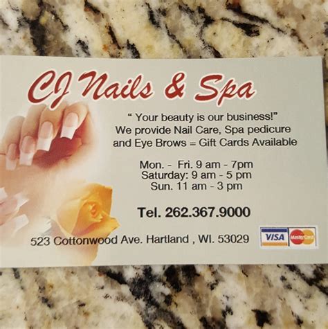 Cj nails hartland. Find 1 listings related to Empress Nails in Hartland on YP.com. See reviews, photos, directions, phone numbers and more for Empress Nails locations in Hartland, WI. Find a business. Find a business. ... Barber Shops Beauty Salons Beauty Supplies Days Spas Facial Salons Hair Removal Hair Supplies Hair Stylists Massage Nail Salons. 