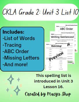 Ckla grade 2 unit 2 workbook.  This pack includes 3 spelling lists (Lessons 1-5, 6-10, and 11-15...