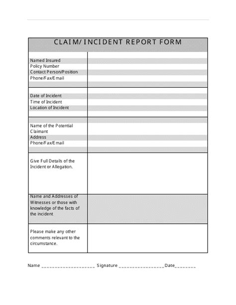 Claim/Incident Report Form Download Printable PDF Templateroller