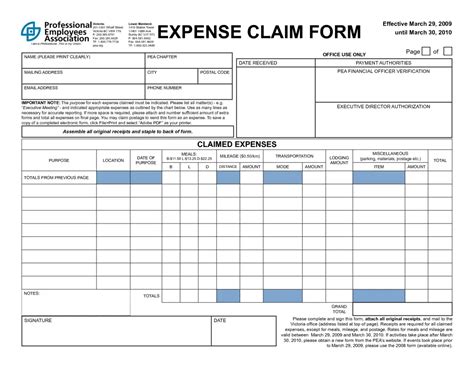 Claim Form Expense Claim Form