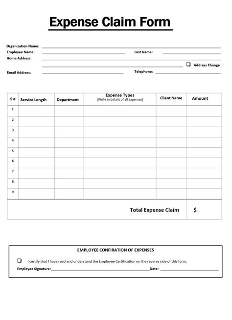Claim Form Template