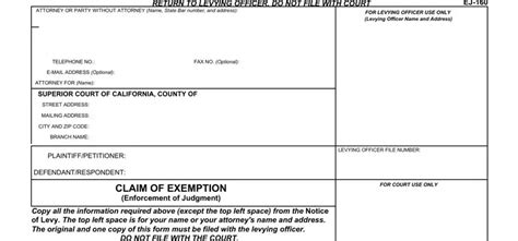 Claim for Exemption