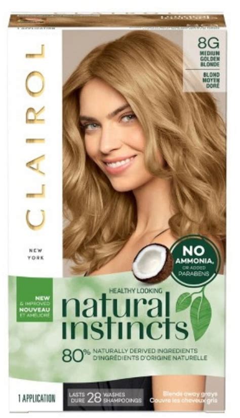 Jun 11, 2023 · Clairol Natural Instincts Hair Color Reviews. Clairol Natural Instincts provides up to 38 natural shades in blonde, brown, dark, and red that may last up to 28 washes. Most Natural Instincts hair dyes are demi-permanent, meaning you should set expectations that the color may not last long as permanent hair color does.. 