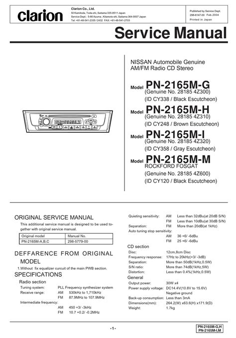 Clarion pn2165m a b c car stereo repair manual. - Polaris slx pro 1200 virage tx genesis pwc repair manual 2001 onwards.
