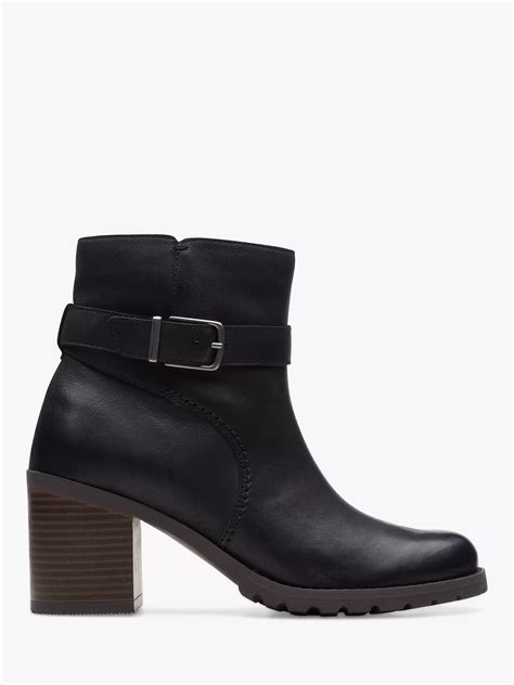 Clarks Clarkwell Strap Leather Ankle Boots, Black