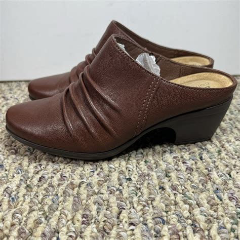 Clarks Collection Ruched Leather Heeled Mules - Emily Charm