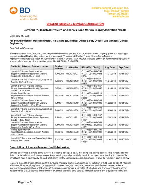 Class 2 Device Recall Angiotech Pediatric Bone Marrow Needle