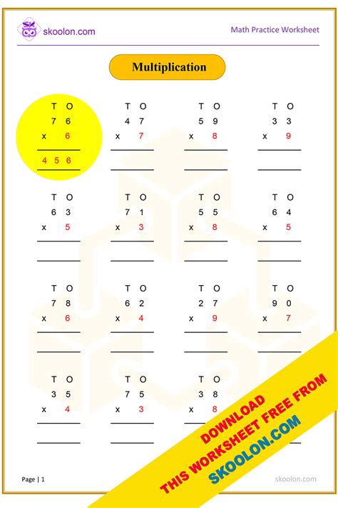 Class 3 Maths Multiplication Worksheet Free Printable