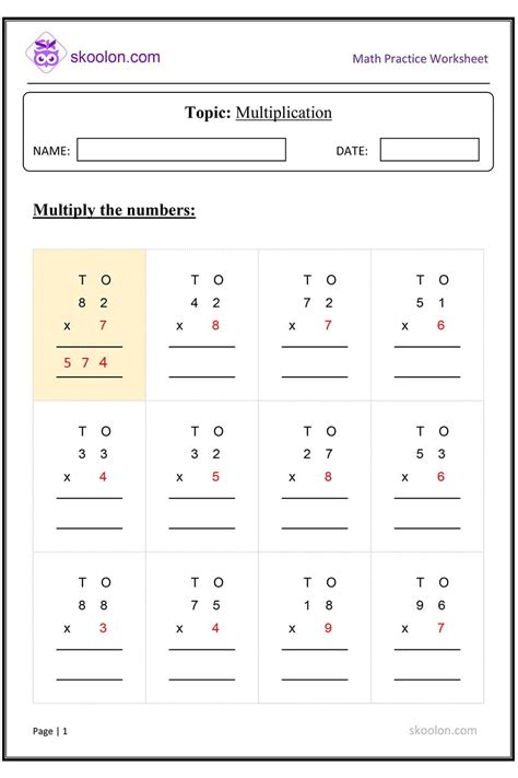Class 3 Multiplication Worksheet Multiplication For Class 3 Class 3