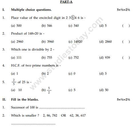 Class 5 maths question answer - Math Projects