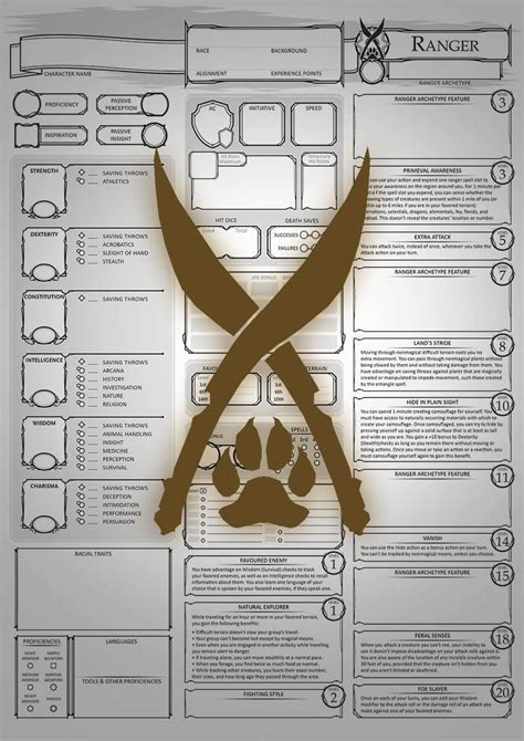 Class Character Sheets The Ranger All class character sheets now