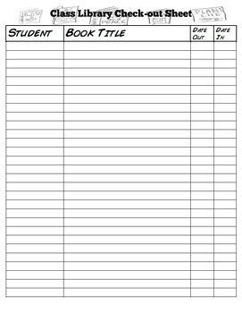 Class Library Check Out Sheet By Mrwatts Teachers Pay Teachers