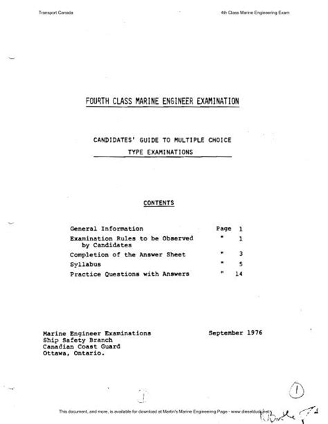 Class Marine Engineers Exam For 4