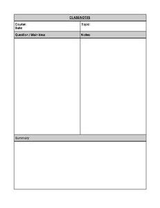 Class Notes For Students Template Editable In Google Docs Roombop