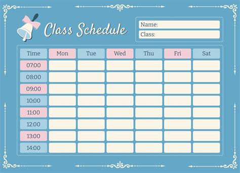 Class Schedule Free Google Docs Template in 2022 Class schedule