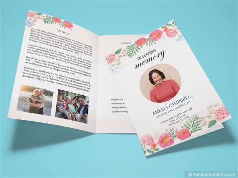Classic Floral Bifold Funeral Program Template Funeralprogram Gambaran