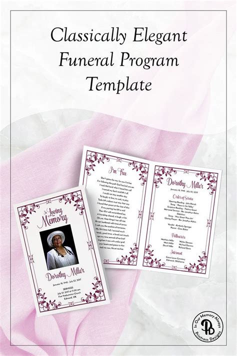 Classic Funeral Program Template Celebration of Life Program Funeral Program for Man