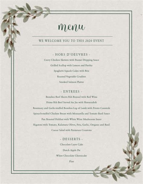 Classic Private Event Menu Design Template by MustHaveMenus