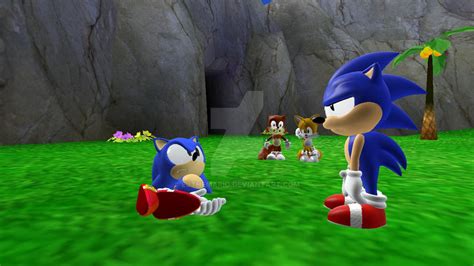 Classic Sonic was chilling then meets AOSTH Sonic. by